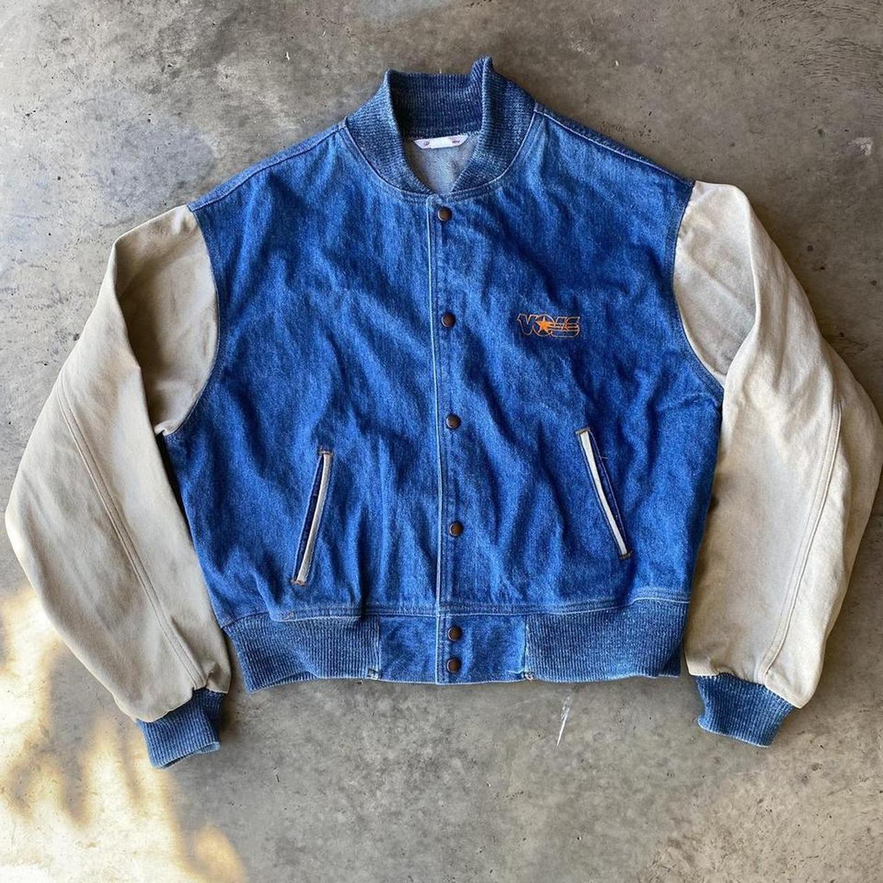 Outlet Vintage denim bomber letterman jacket