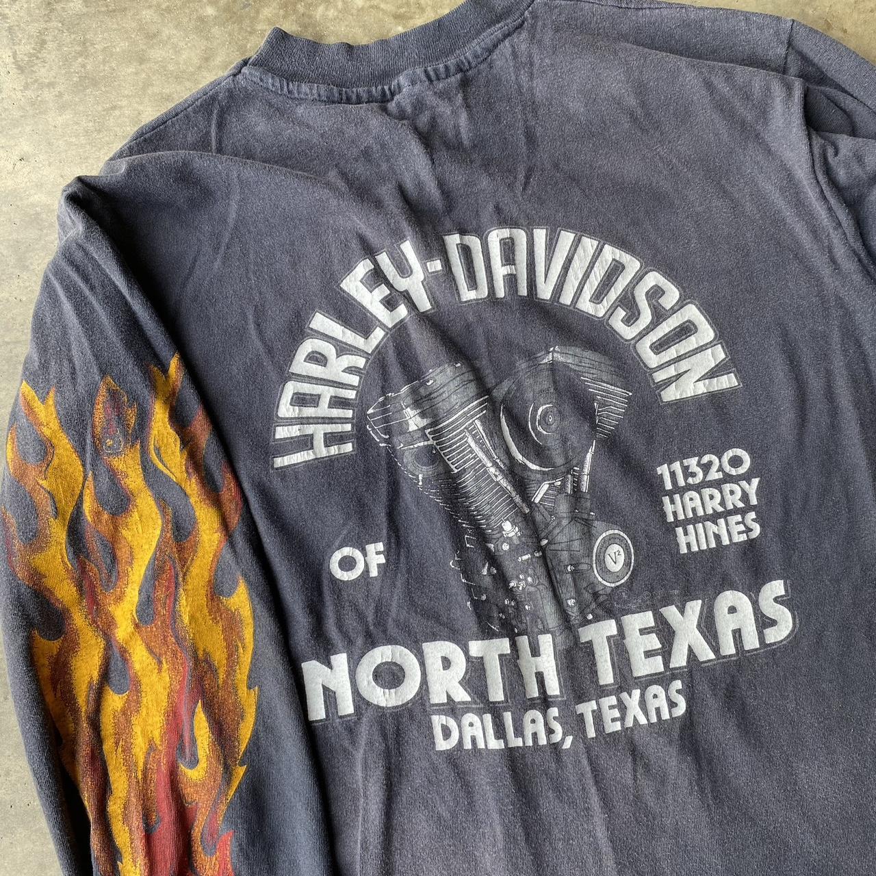 Vintage 80s Harley long sleeve flame tee single | Depop