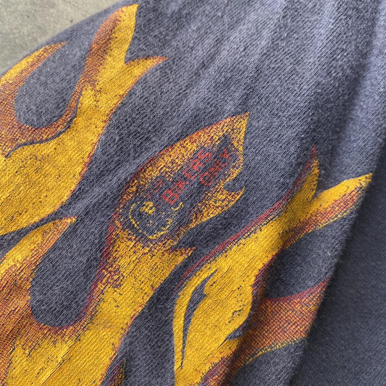 Vintage 80s Harley long sleeve flame tee single | Depop
