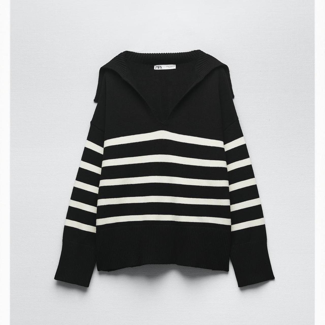 Zara black & white stripped jumper Depop