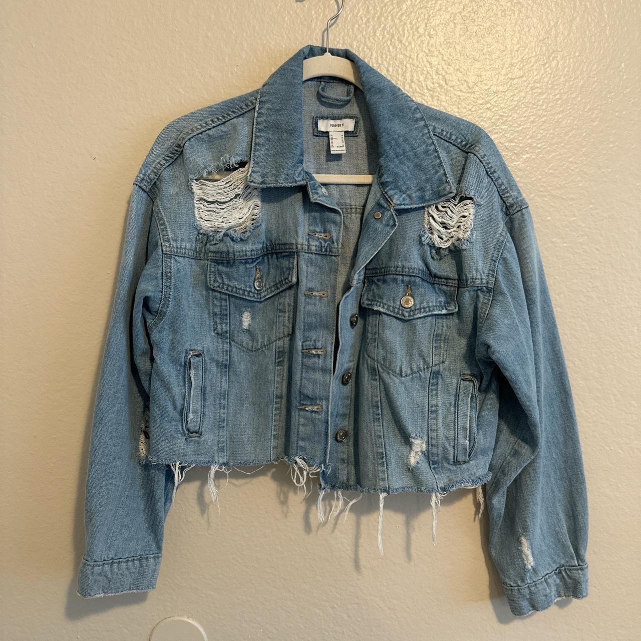 Ripped jean hot sale jacket forever 21