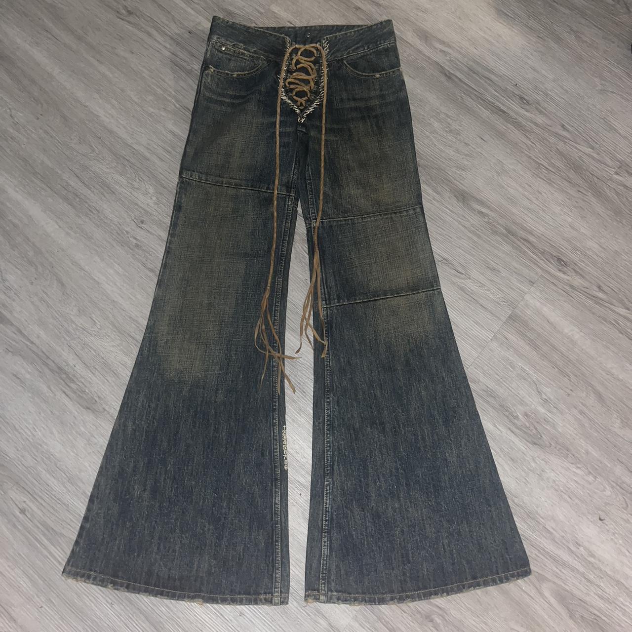 パンツ lgb deer skin lace up bell bottom size26 lgb deer skin lace