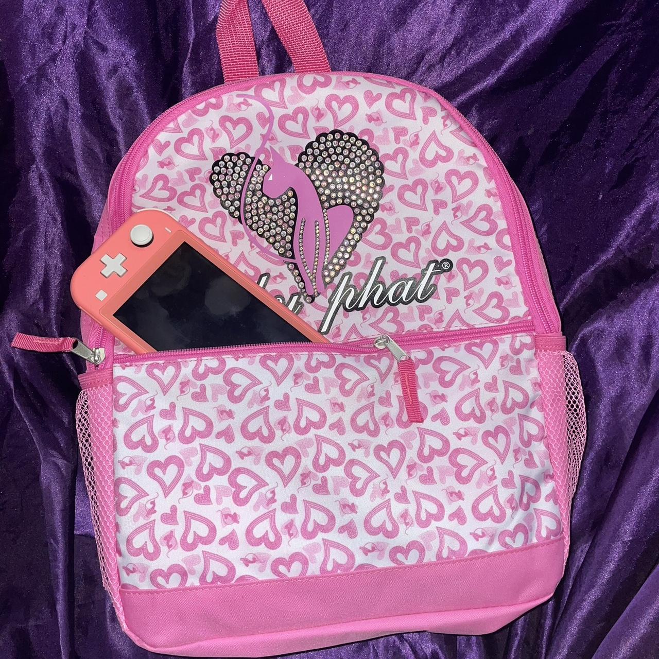 Super cute Pink mini backpack, has a colorful heart - Depop