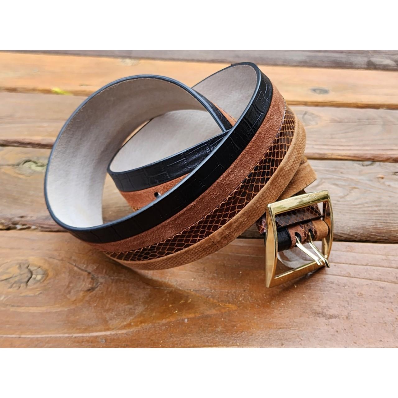 Women's Brown and Gold Belt Depop