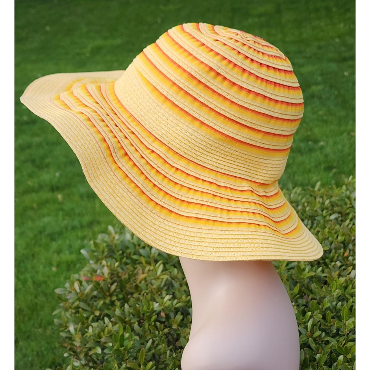 Women's Yellow and Orange Hat Depop
