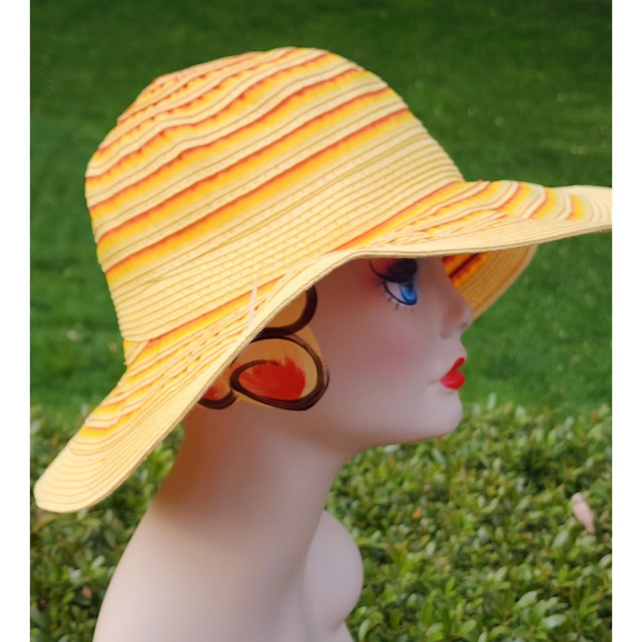 Women's Yellow and Orange Hat Depop