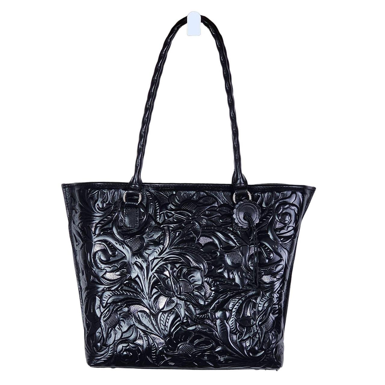 Patricia Nash Black Leather Cutout Tooled Adeline Depop