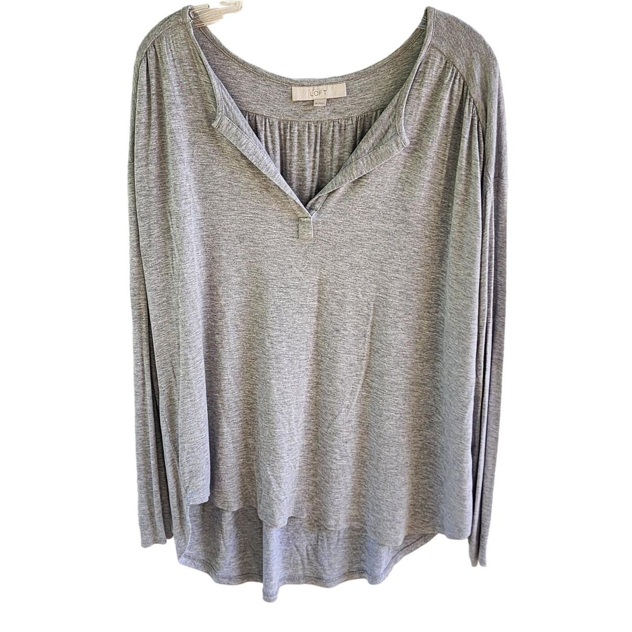 NWT Loft Womens Long Sleeve Gray T Shirt Tunic Plus. Depop