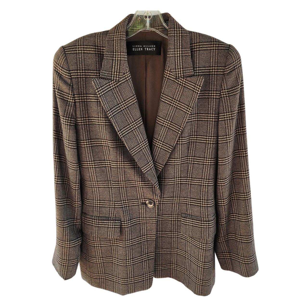 Linda Allard Ellen Tracy VTG 80s Blazer 4 Brown Glen. Depop