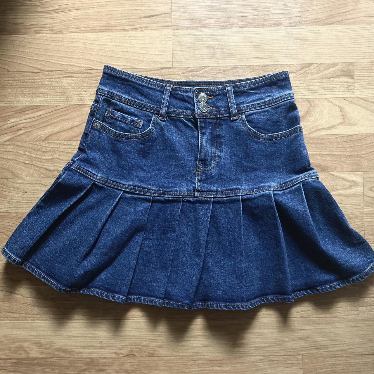 wild fable pleated denim skirt never worn, no flaws... - Depop