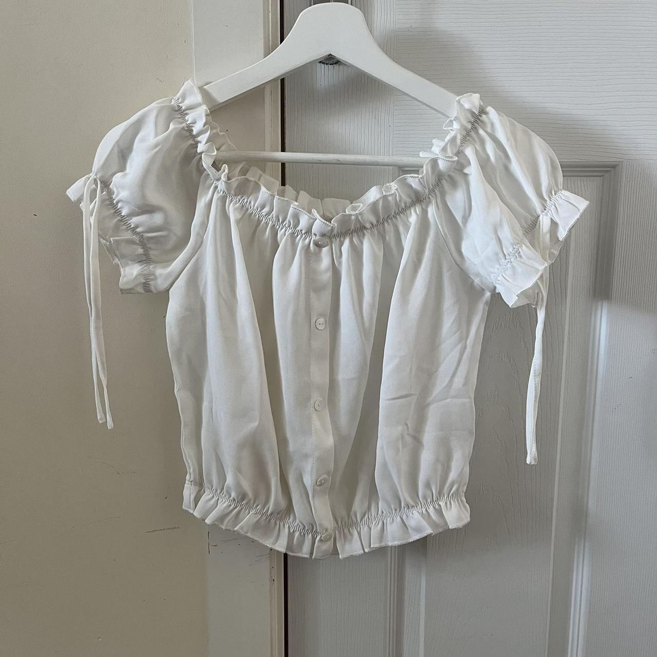 white frilly babydoll top/blouse - never worn,... - Depop