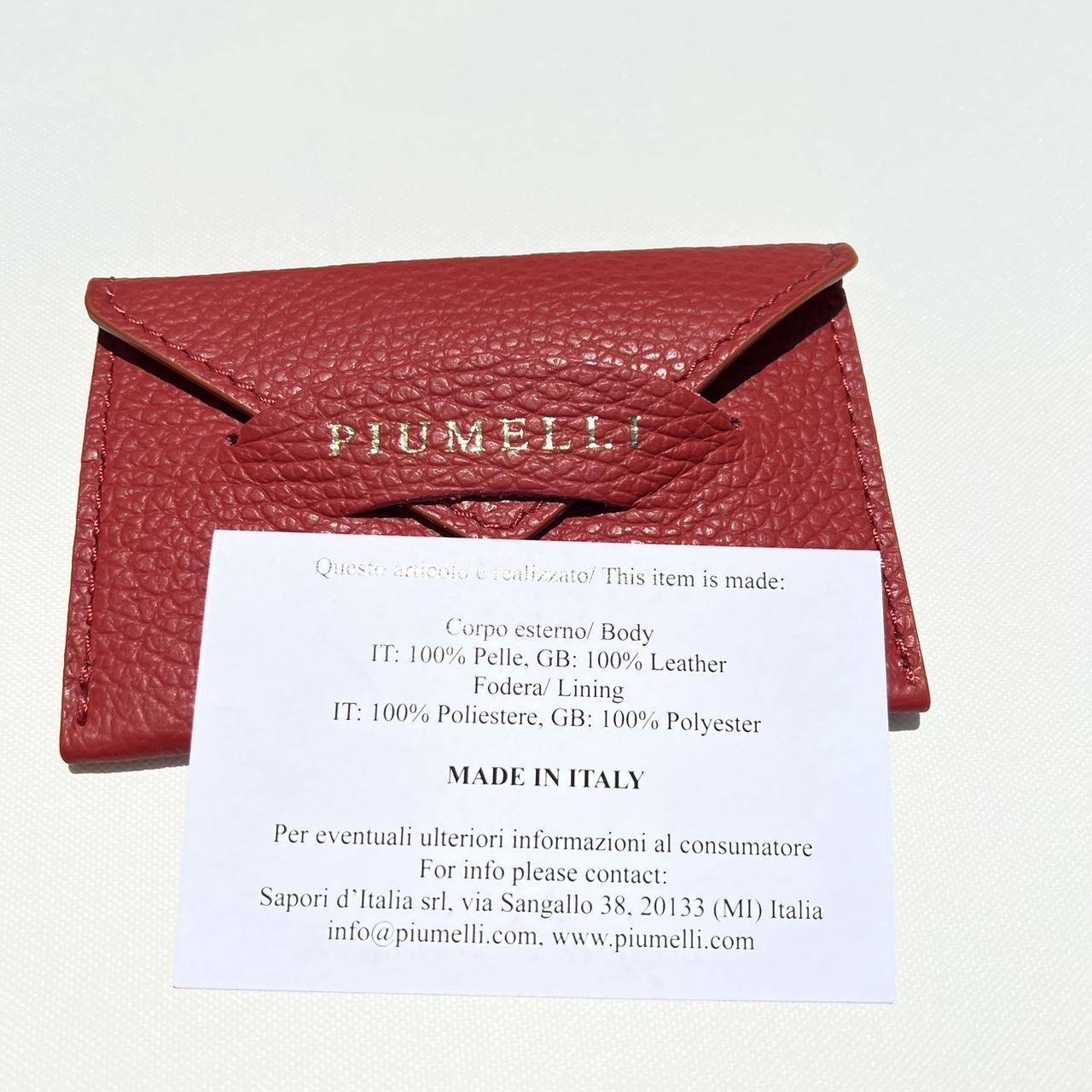 Piumelli Envelope Card Holder Red Leather Italy Ladies Business ID