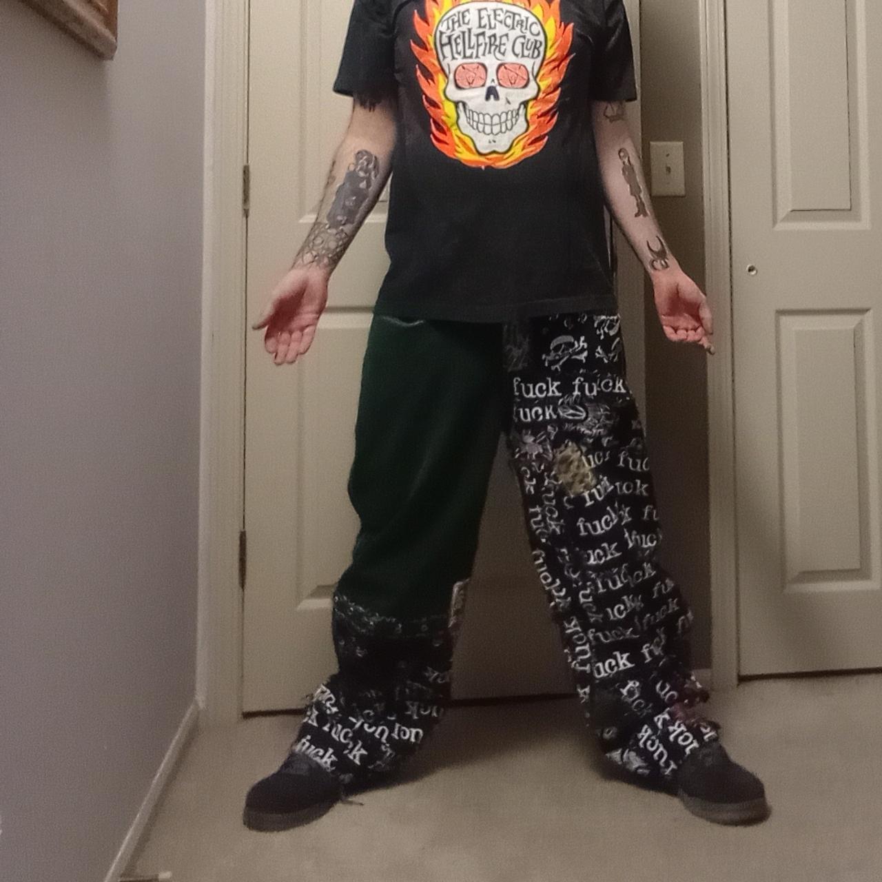 Vintage crust punk raver green jnco lip service... - Depop