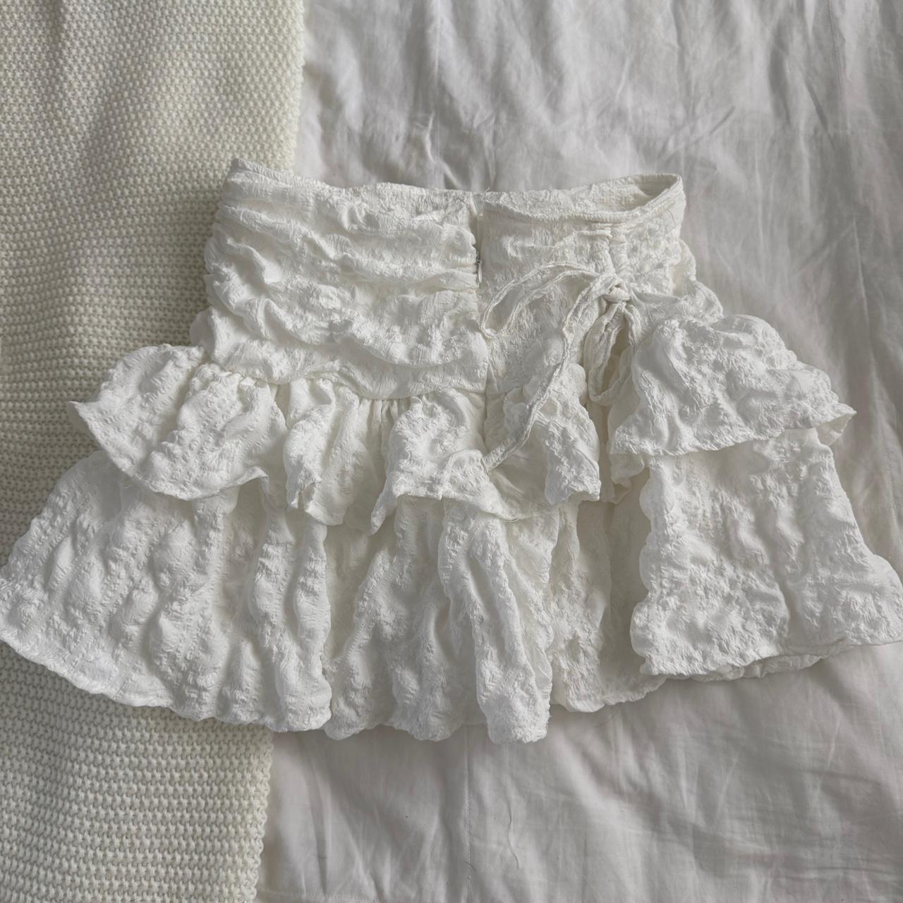 Women's Skirt - White - S – White lace ruffle min… - image 2
