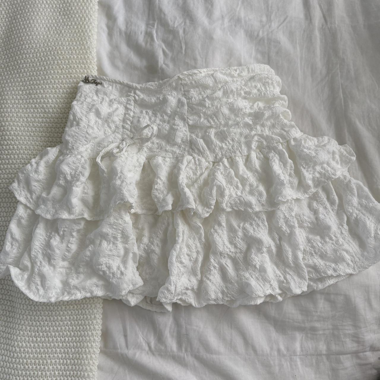 Women's Skirt - White - S – White lace ruffle min… - image 1
