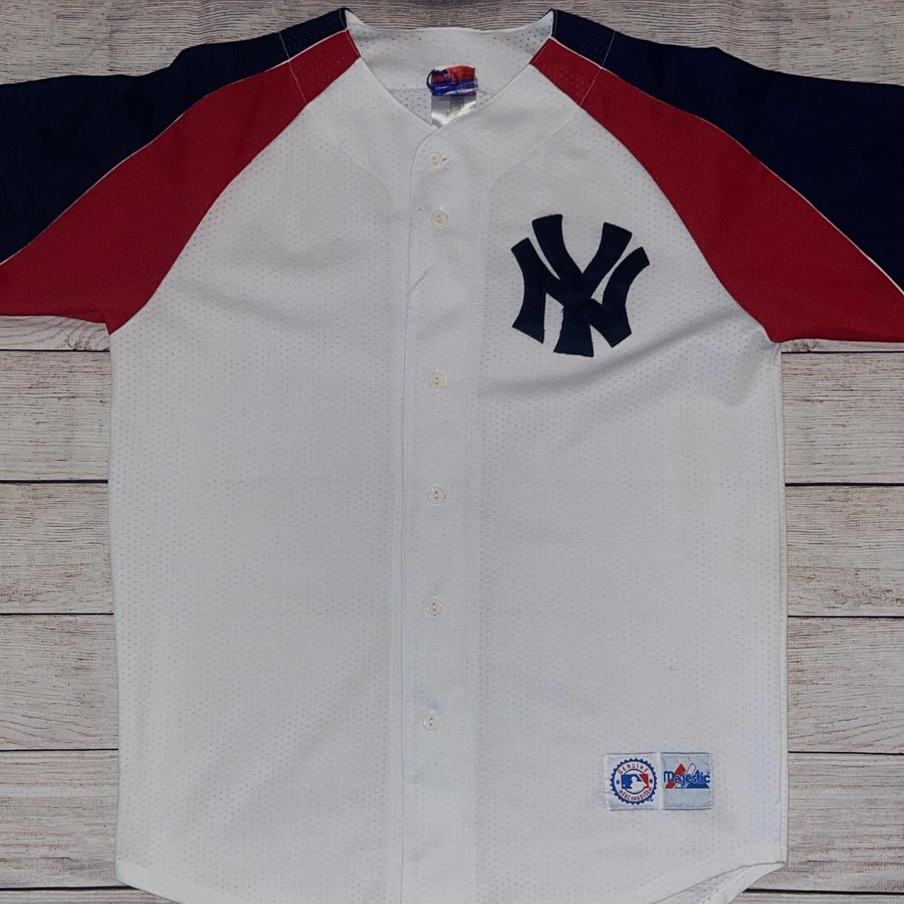 Vintage RED Yankees Jersey stitched Majestic - Depop