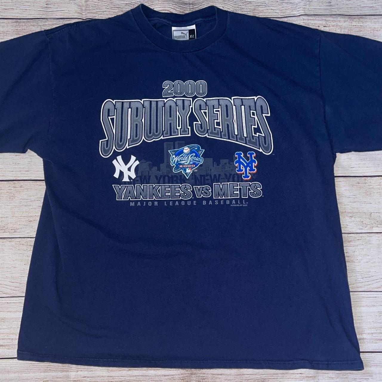 New York Yankees T Shirt Mens XL Blue MLB Baseball 2000 Subway