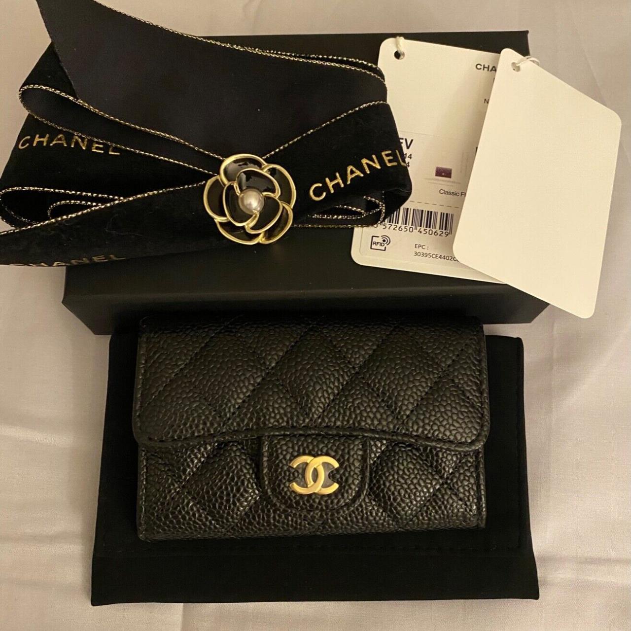 Chanel Classic Flap Black Caviar Card Holder Wallet Depop