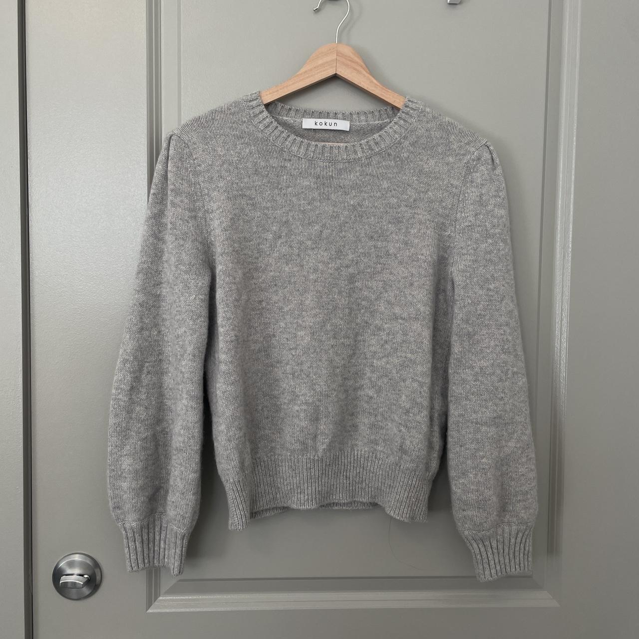 kokun grey 100% cashmere crew neck sweater super - Depop