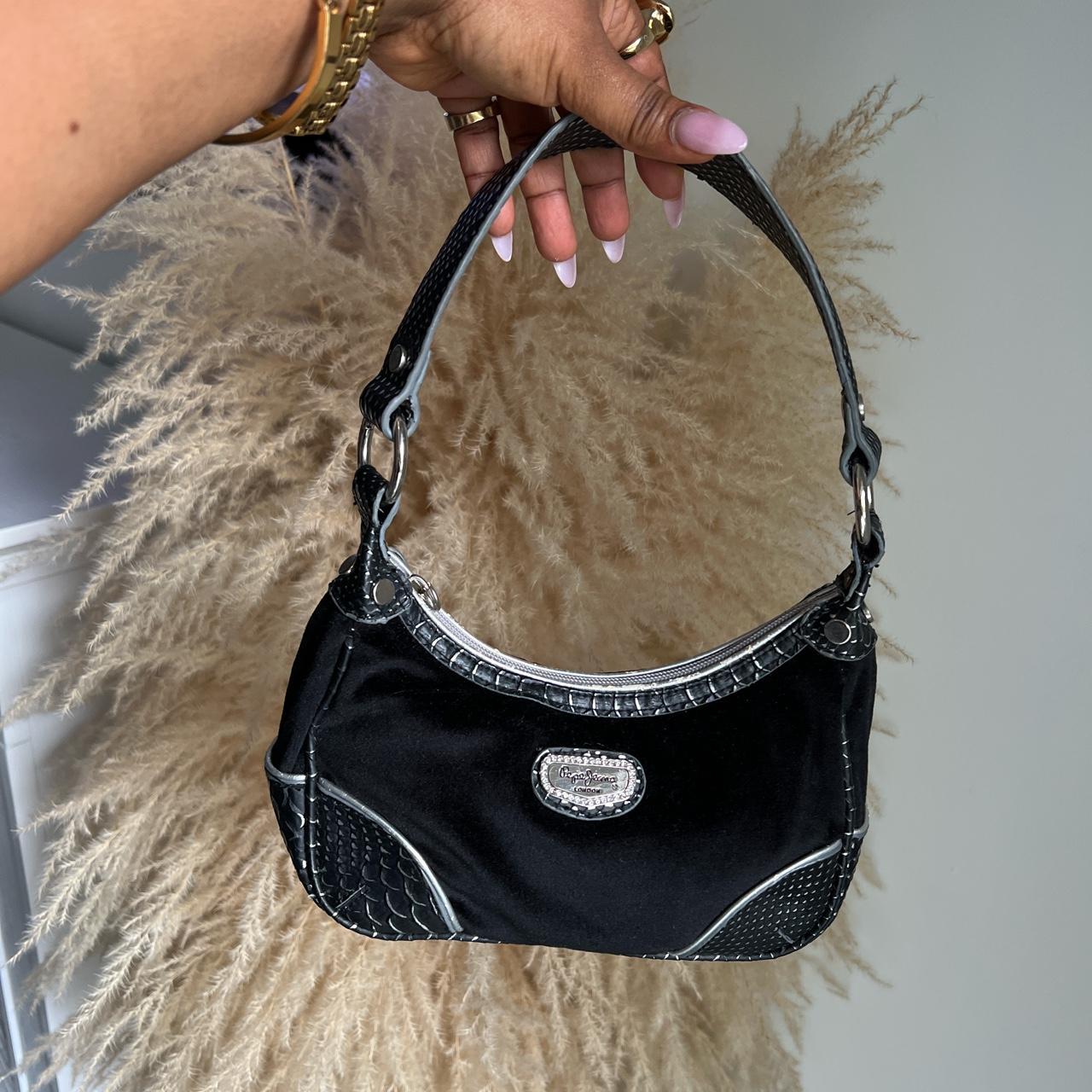 Pepe Jeans Women's Black and Silver Bag | Depop