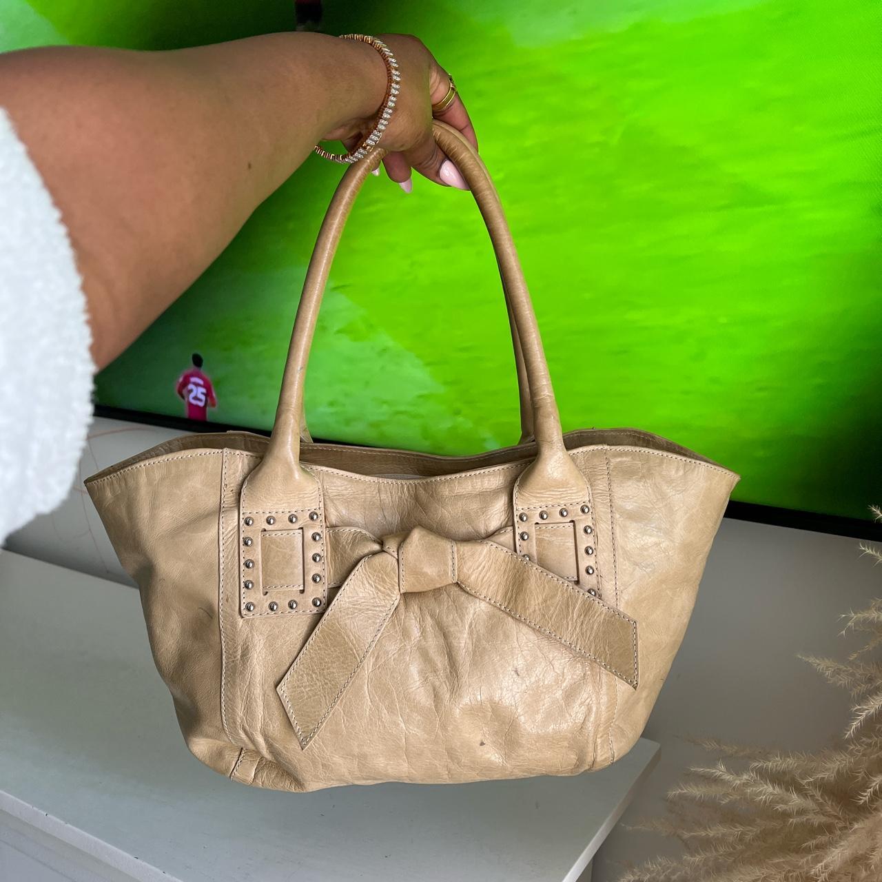Roberta gandolfi leather shoulder bag has a big bow... - Depop
