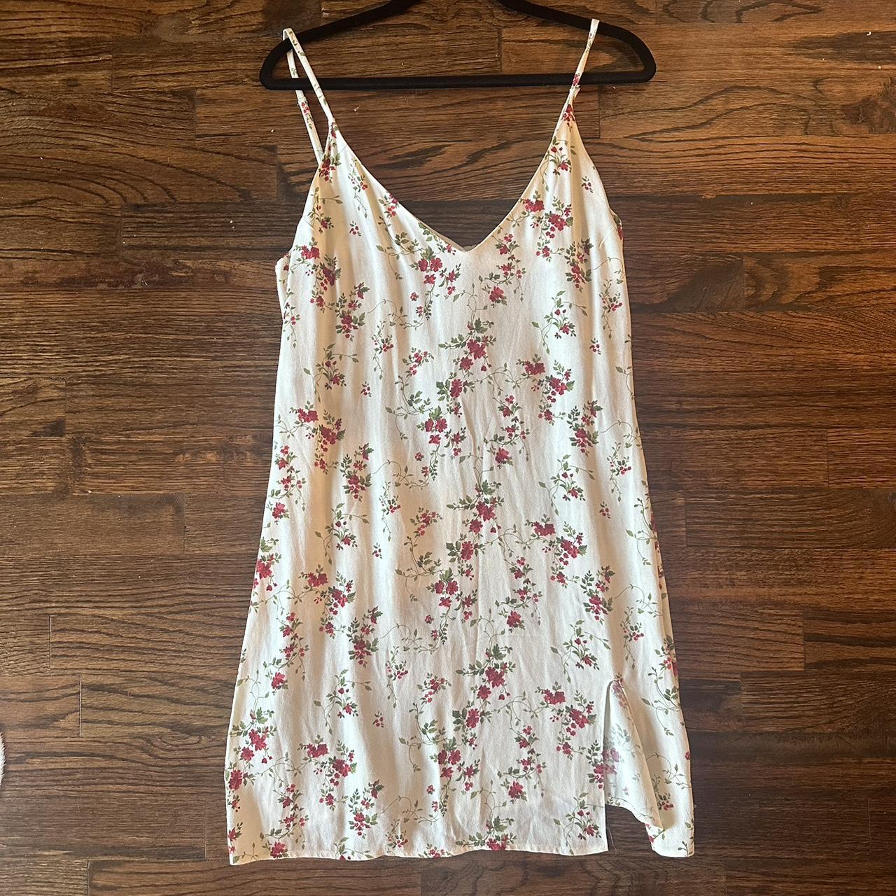 Reformation floral slip dress! Cream with red... - Depop