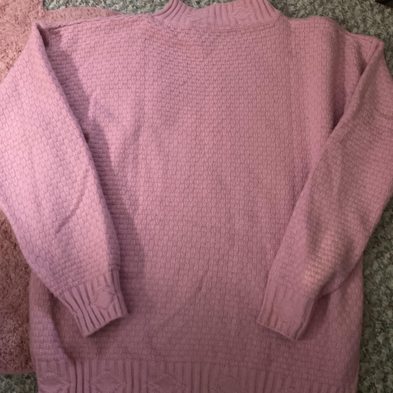 Cute pink sweater with little heart embroidery, very... - Depop