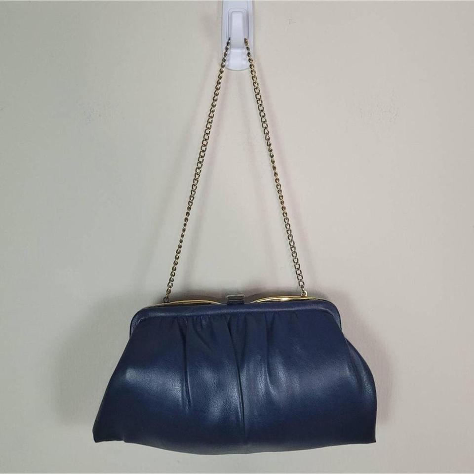 Ande Handbag Blue Clutch Evening Bag Purse Chain Depop