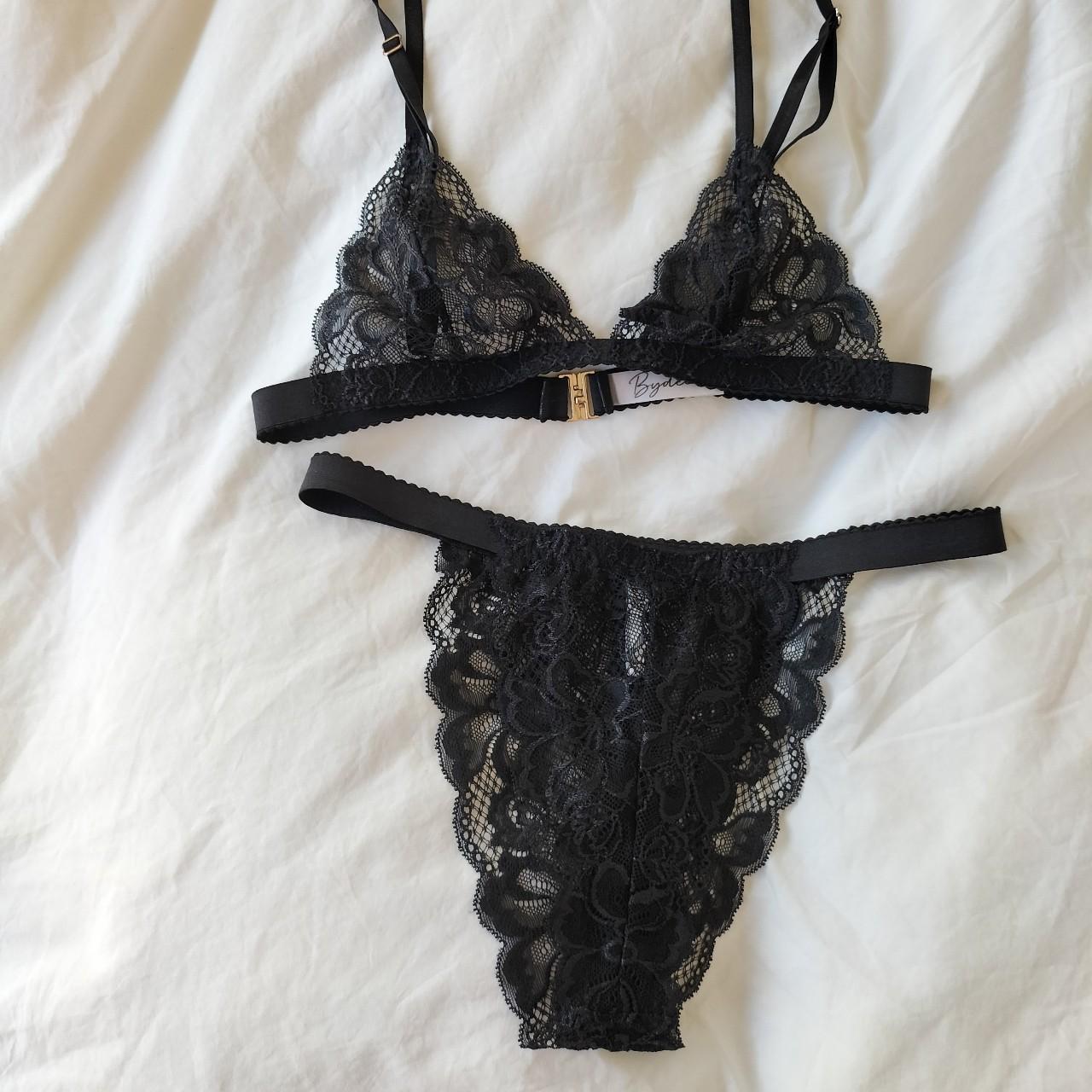 Absolutely gorgeous handmade black lace set by the... - Depop