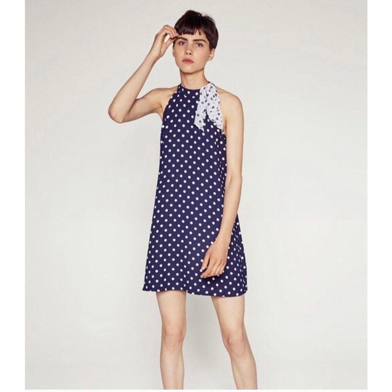 Zara blue and black polka hot sale dot dress