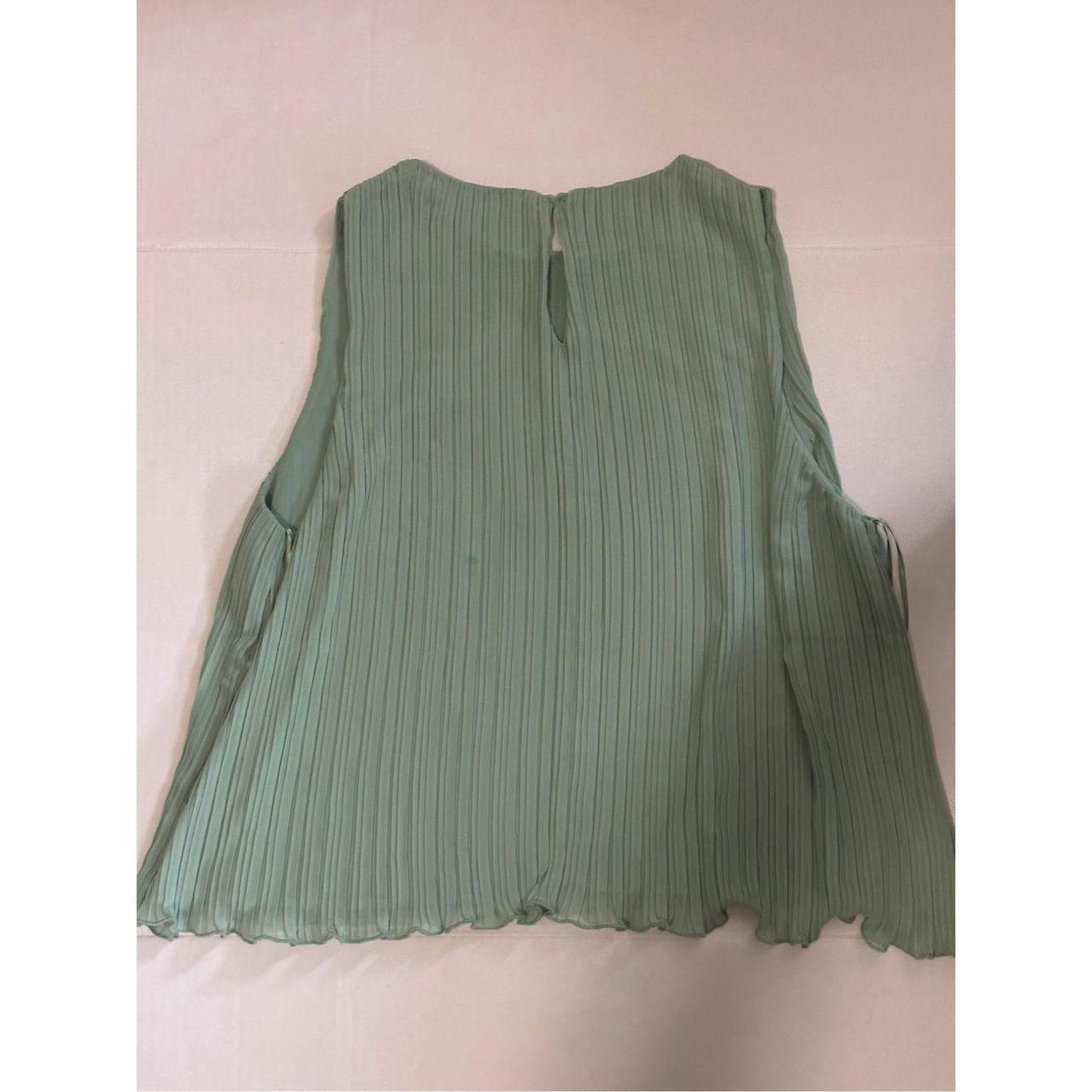 Zara XLarger Pleated Top - Sea green Sleeveless top - Depop