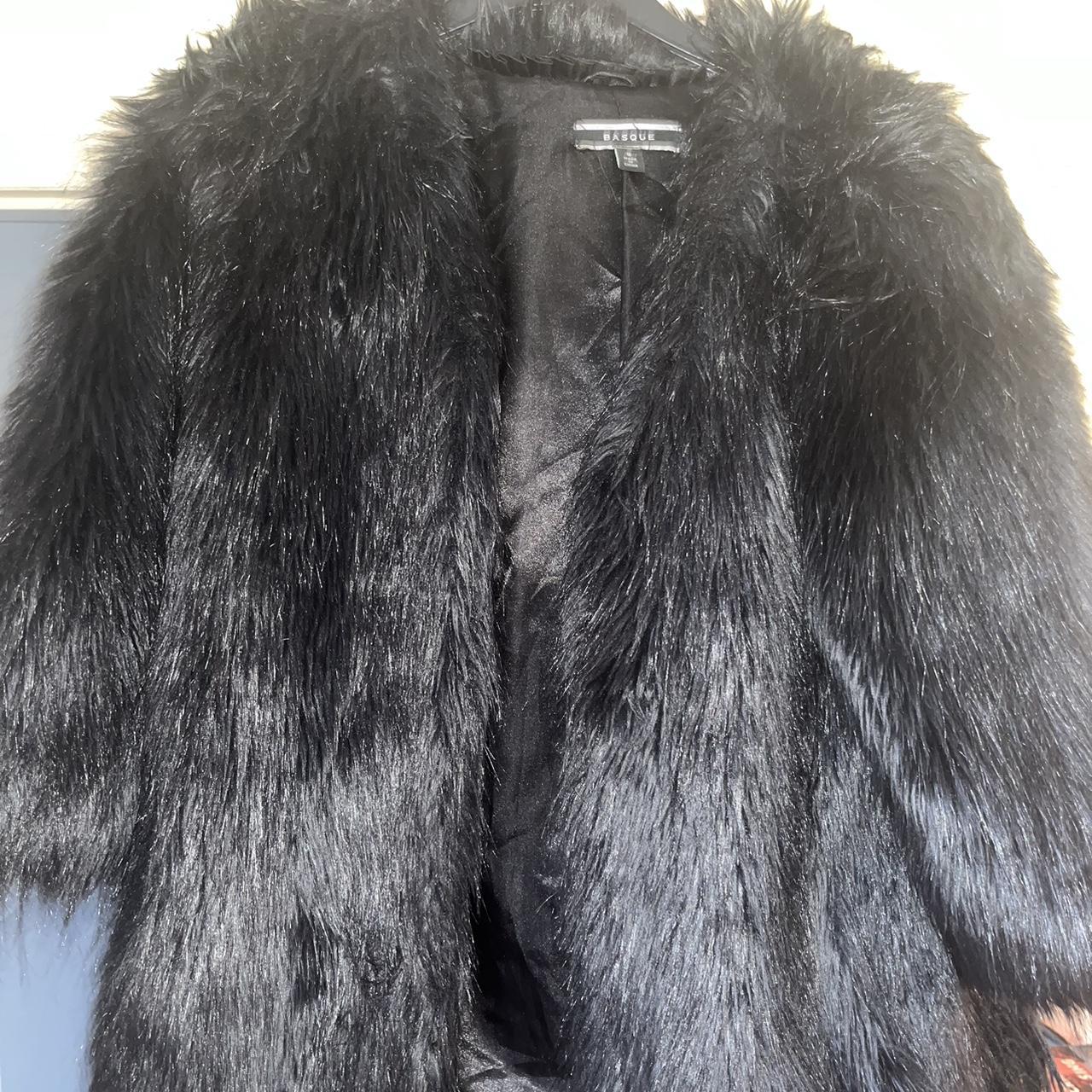 Faux fur black coat long fur super comfy and warm... - Depop
