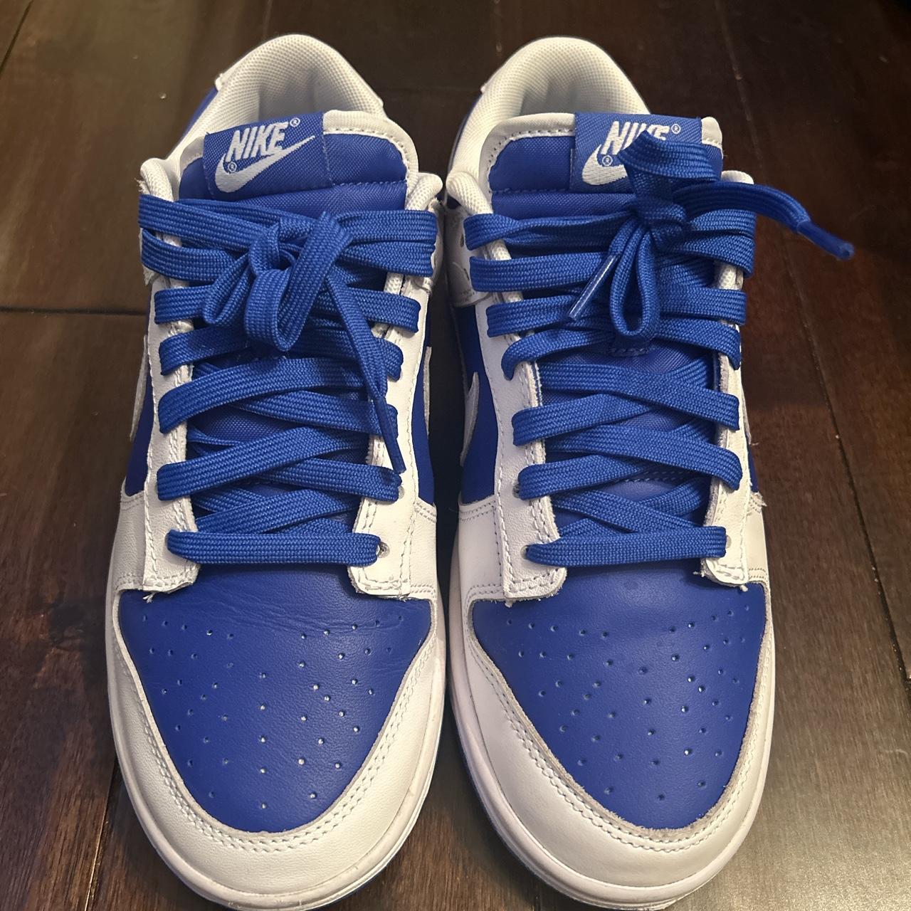 Blue and white Nike dunks Depop