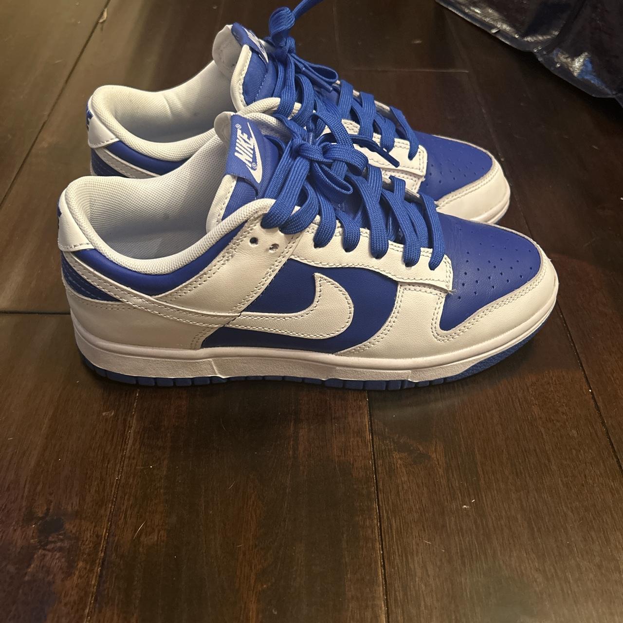 Blue and white Nike dunks Depop