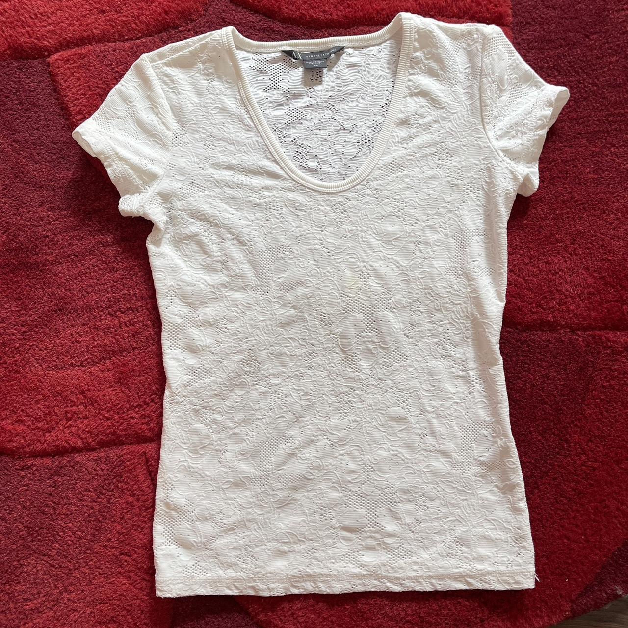 vintage y2k Armani Exchange white floral mesh... - Depop