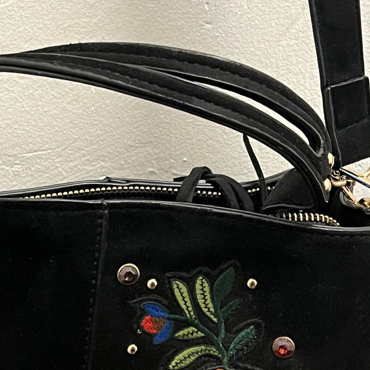 Vintage Floral suede messenger bag with a smaller