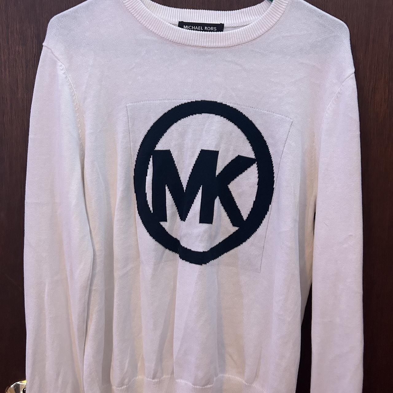 small white long sleeve michael kors sweater - Depop