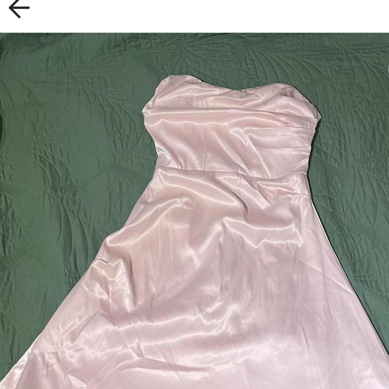 Blush pink satin mini dress- small perfect for... - Depop