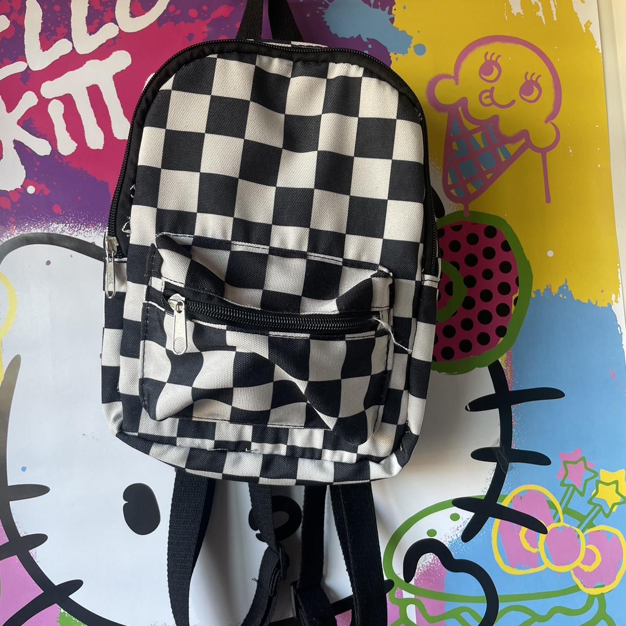 White And Black Checkered Mini Backpack Purse! In - Depop