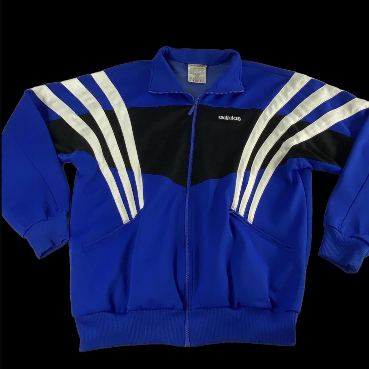 Adidas original three stripe track jacket with vintage on sale logo in black