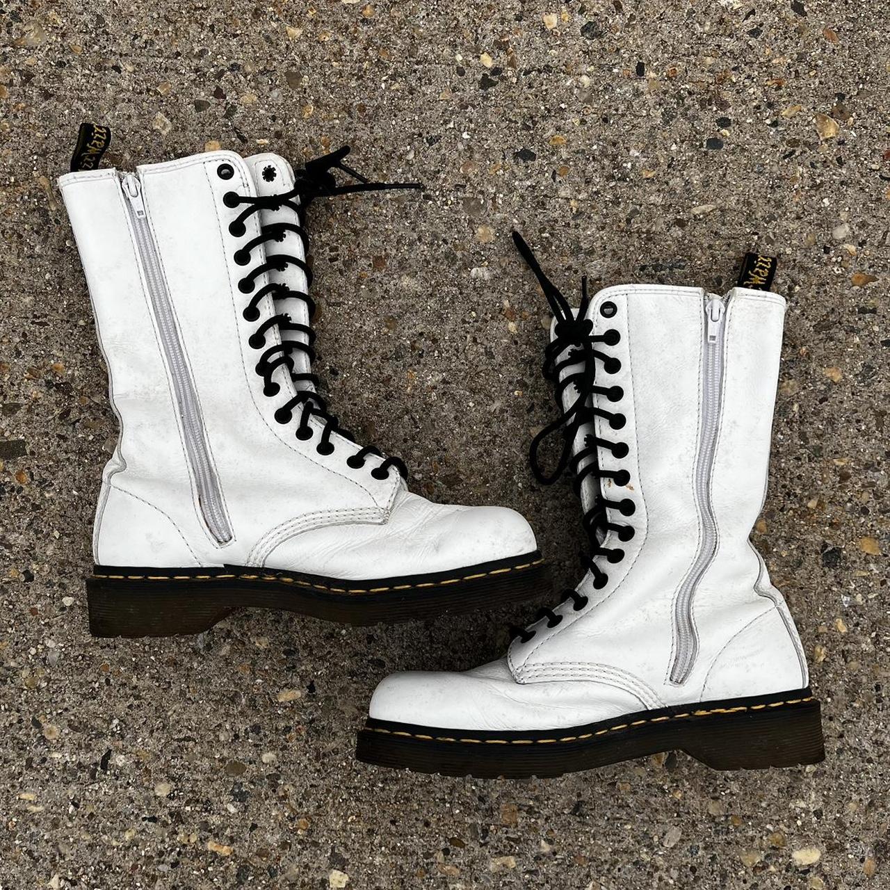 Tall white doc martens cheap