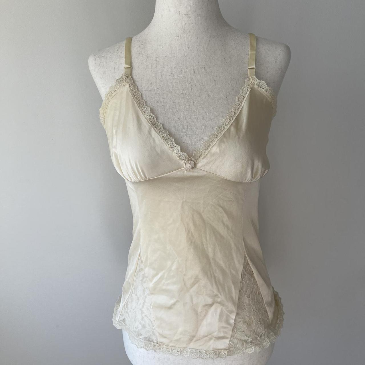 Vintage 90s lace lingerie cami Chic ivory/cream - Depop