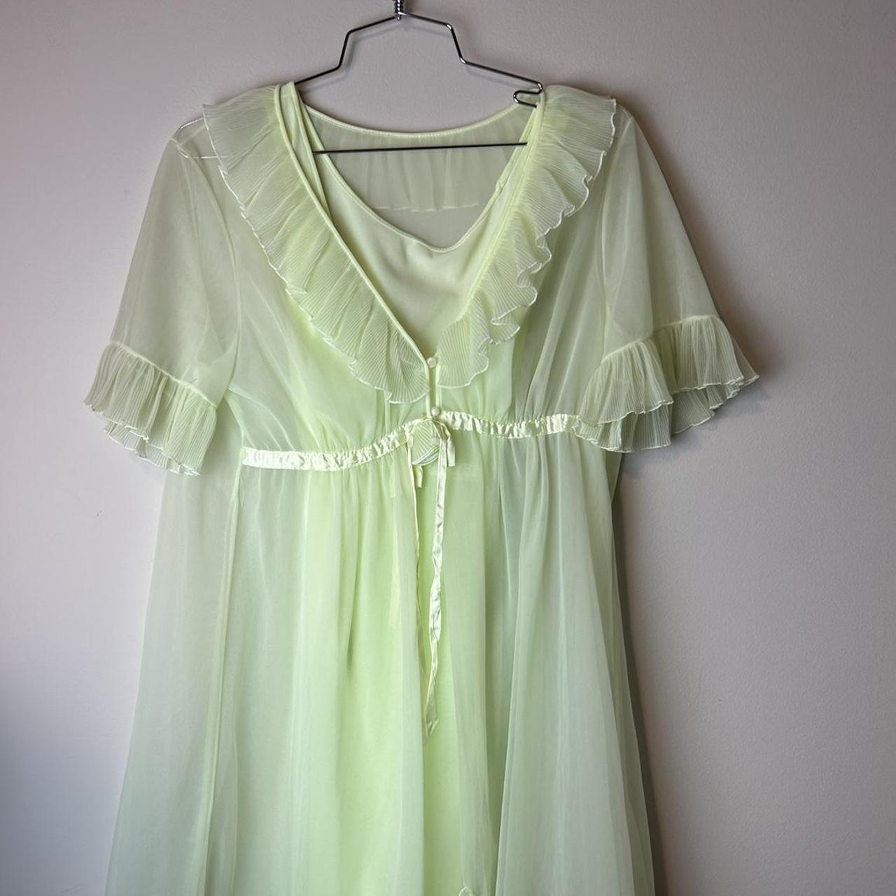 Vintage Green Sheer Sears Nightgown and Robe Great... - Depop