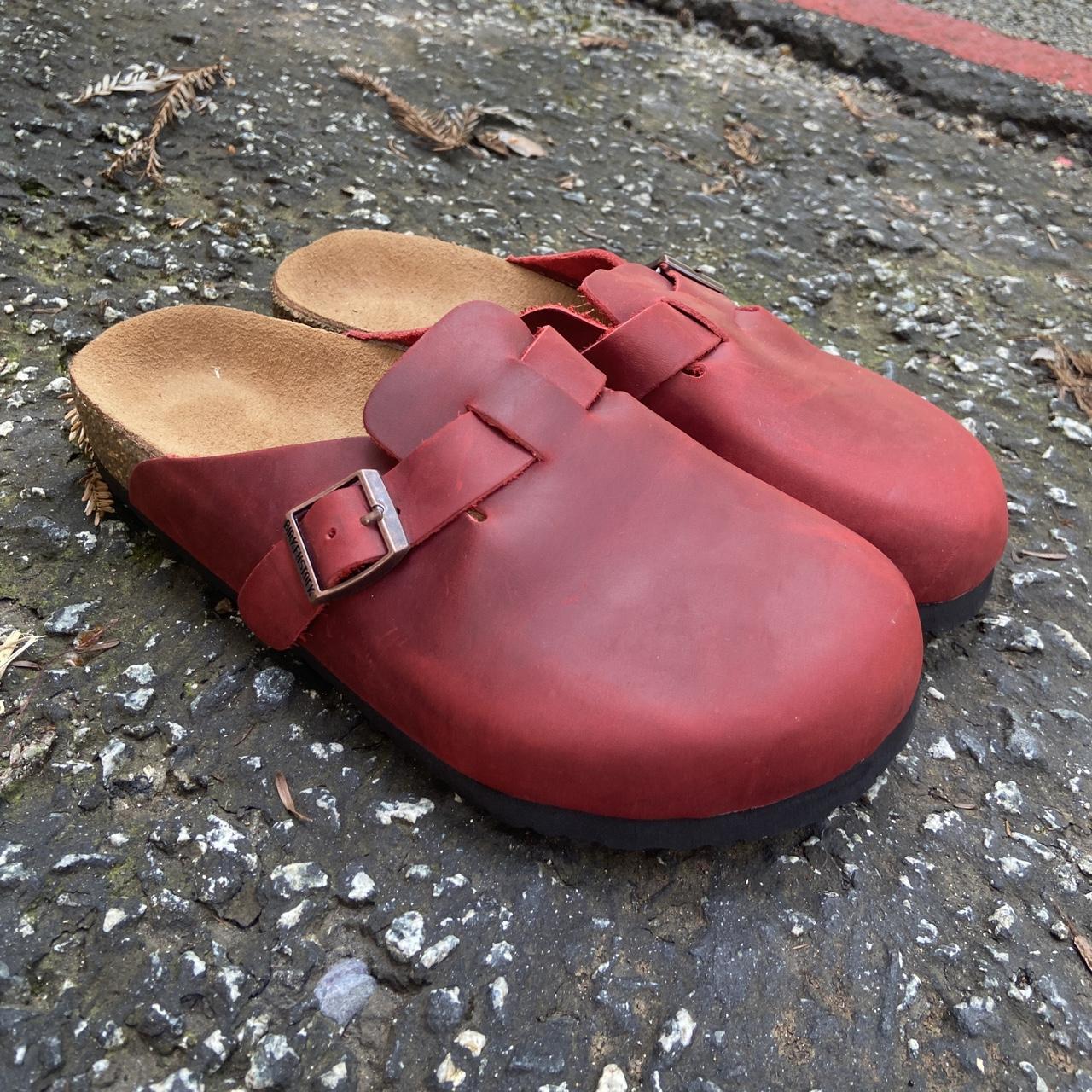Birkenstock Women's Red Clogs Depop