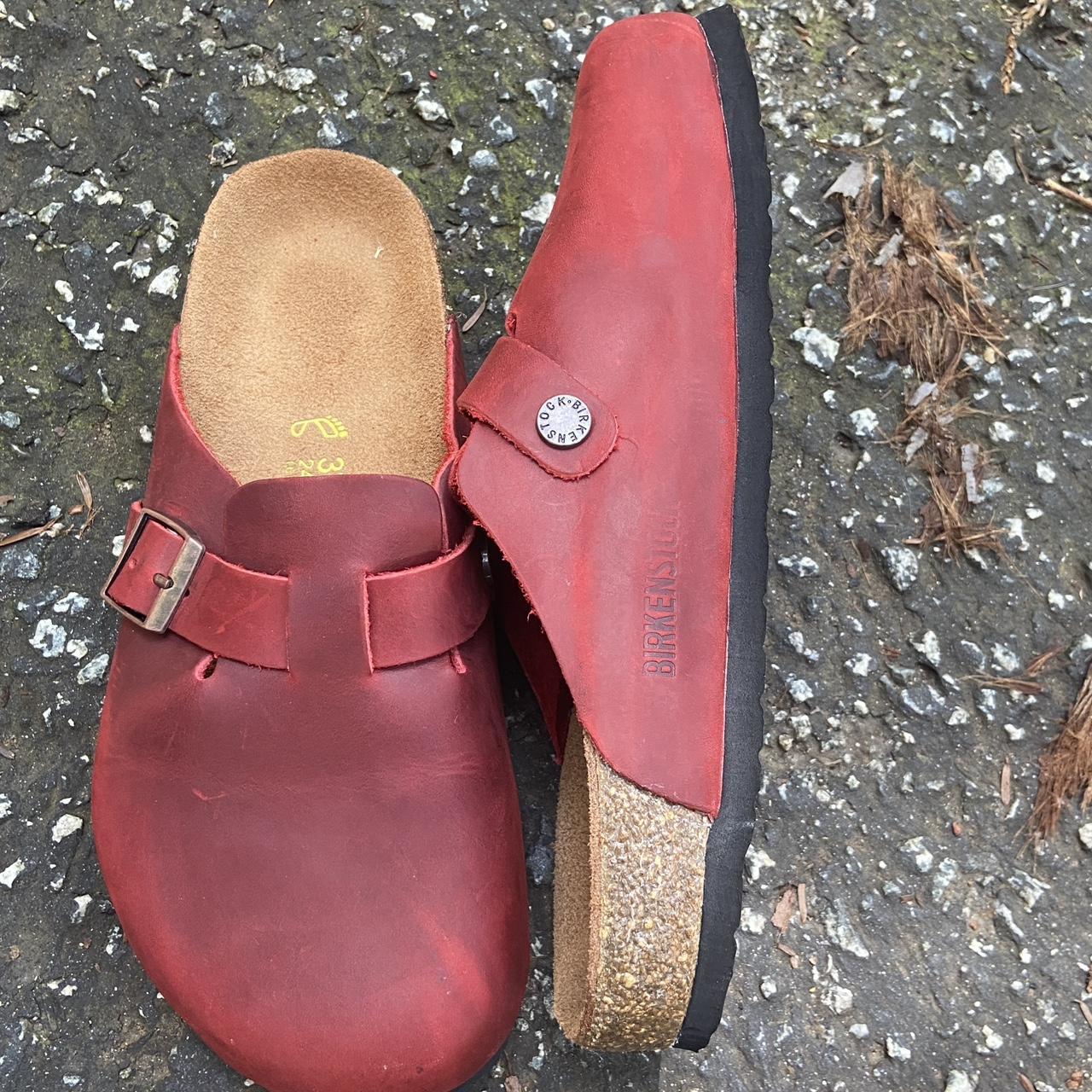 Birkenstock Women's Red Clogs Depop
