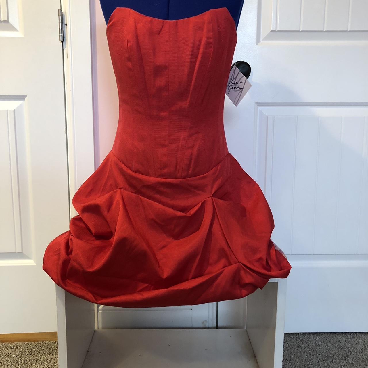 Early 2000s red strapless corset dress! BADGLEY MISCHKA - Depop