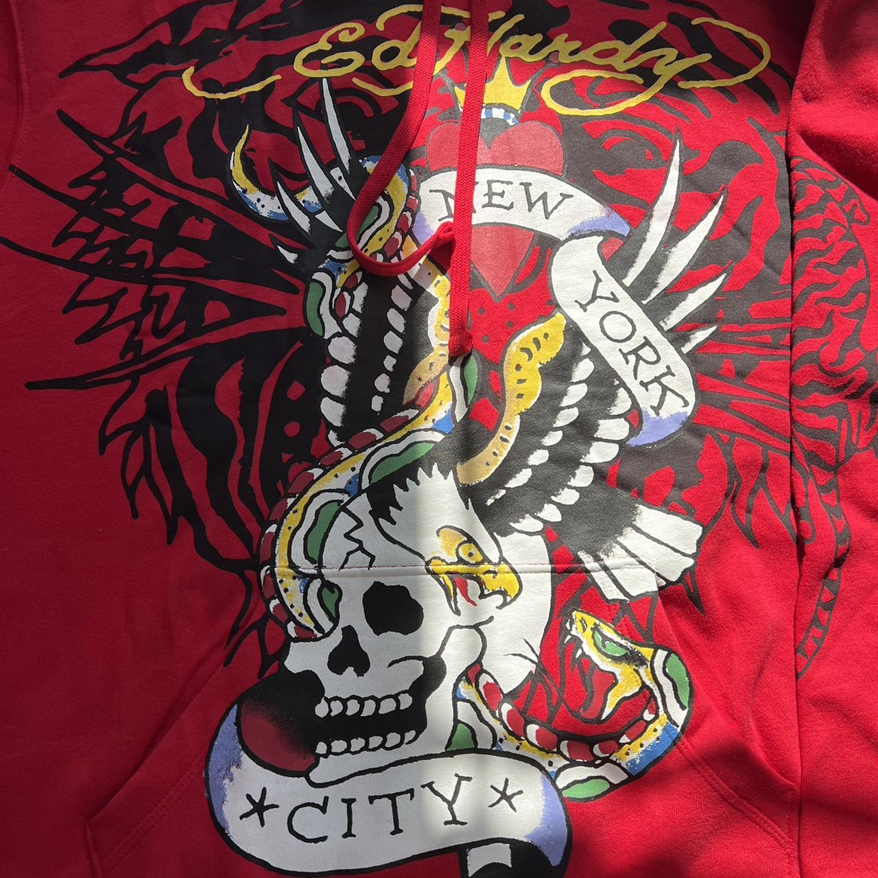 red ed hardy NYC eagle skull hoodie Best selling... - Depop