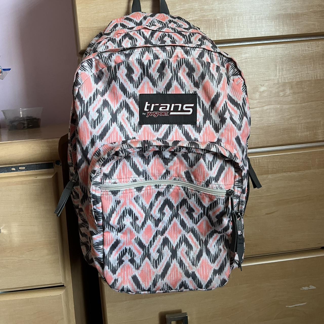 Coral and Grey Trans Jansport backpack with Depop