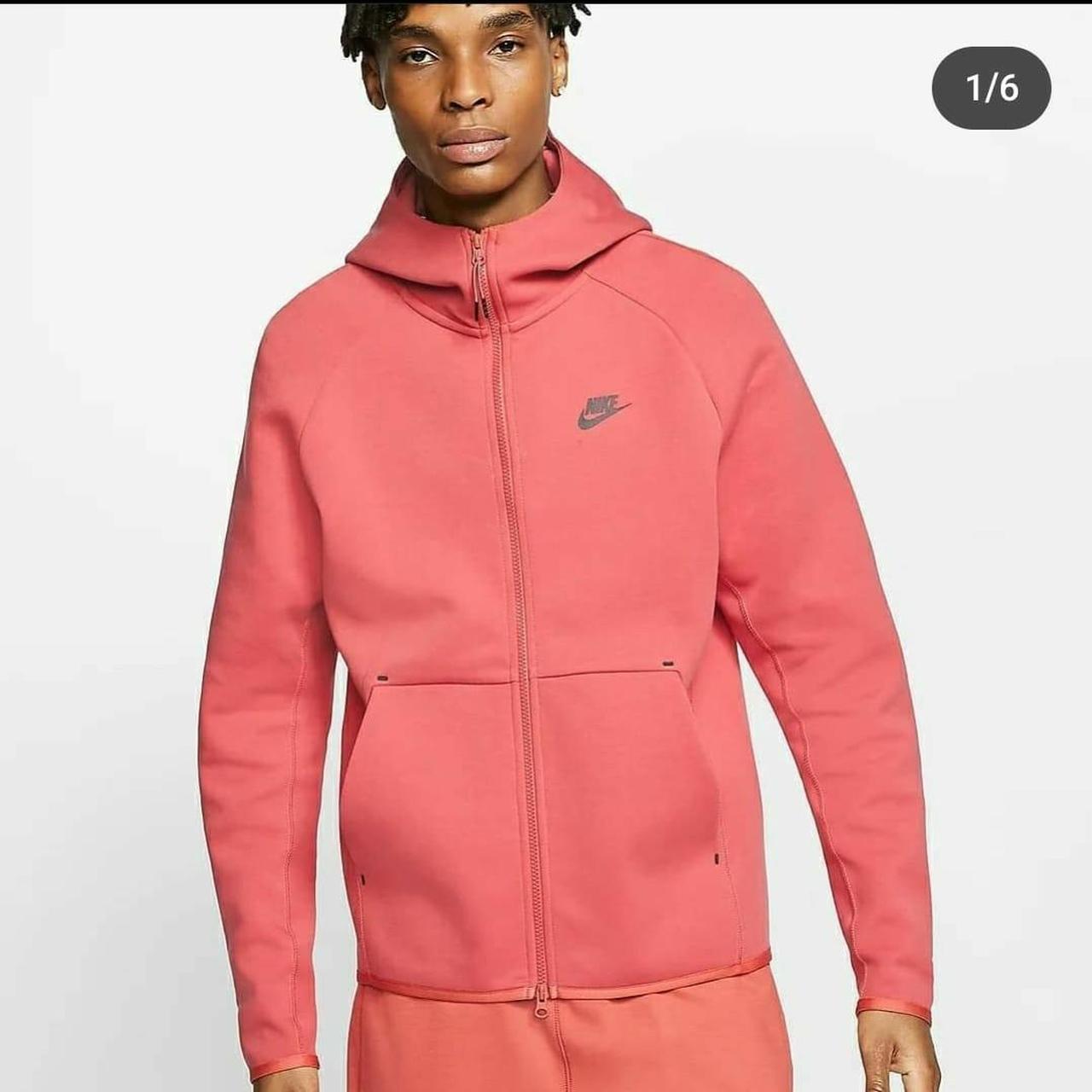 NIKE TECH FLEECE PUEBLO PINK/RED HOODIE MENS SIZE... - Depop