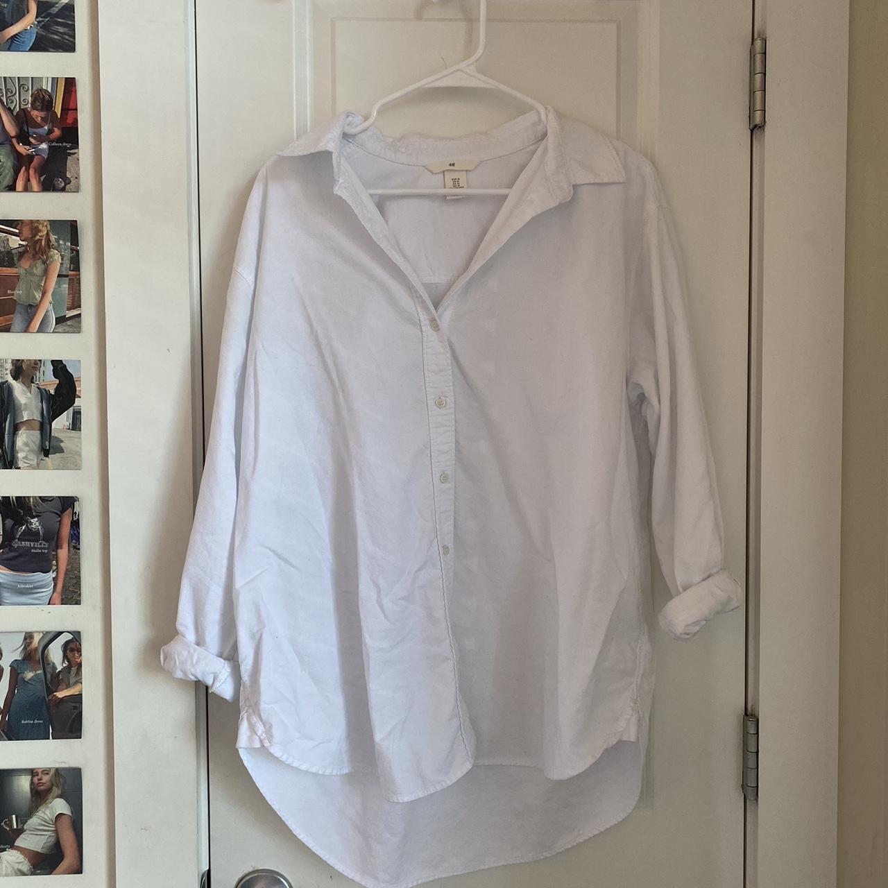 H&M Oversized White Button-Up — M Love the huge fit... - Depop